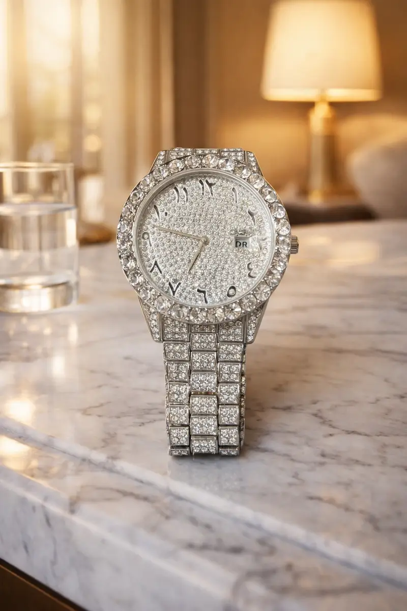 Khrist Silver Analog Stone Studded Watches for Women - Image 3 in Pune